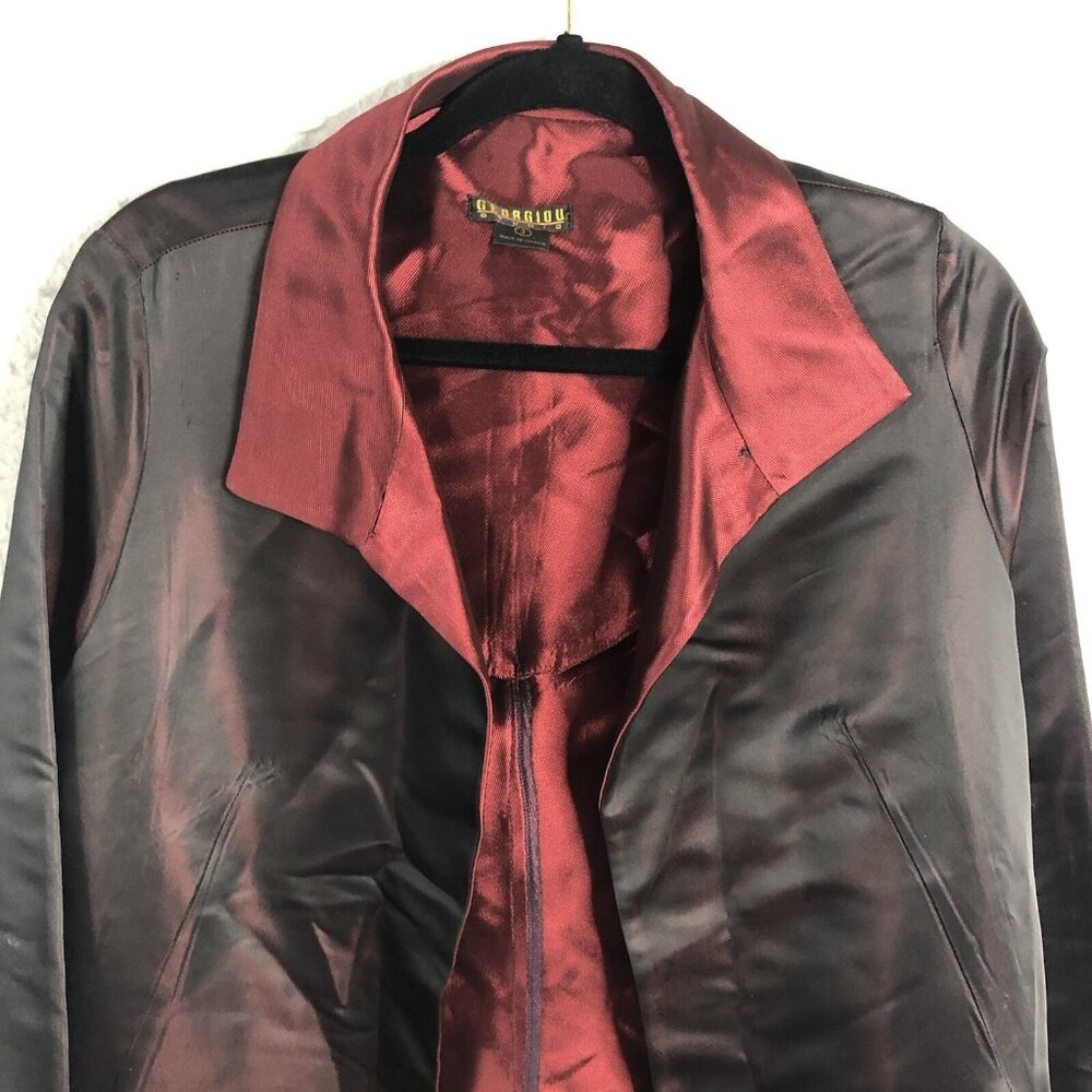 Gerogiou Studio 1 Jacket Womens Large Burgundy Irredescent Event Occasion Italy - Picture 2 of 16